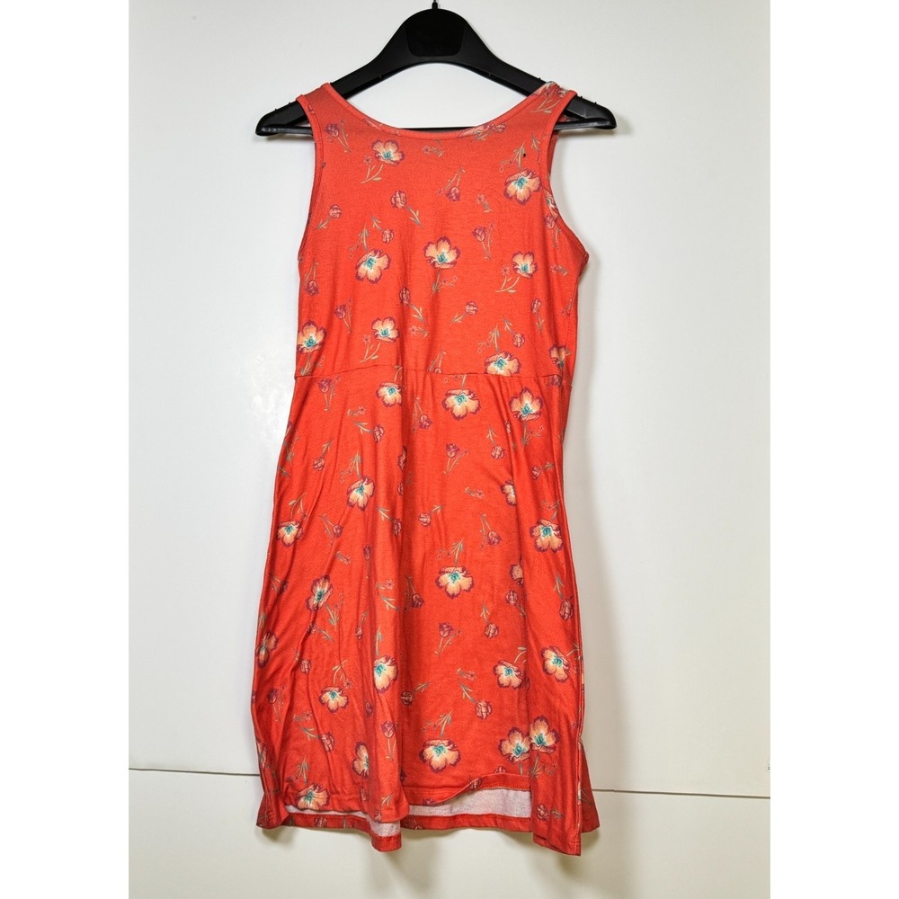 SO Favorite Skater Tank Dress‎ Womens XL (14/16) Orange Floral Print Stretch